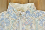 Vintage 1990s Maxon Tapestri Full Zip All Over Print Knit Heart Crewneck Sweatshirt