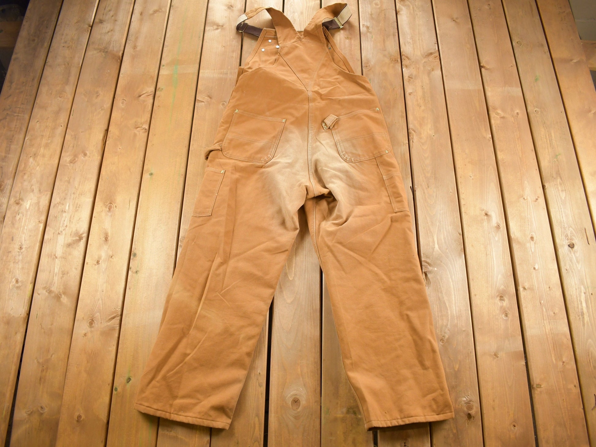 Vintage 1980s Carhartt Double Knee Quilted Canvas Overalls Size 39 x 28