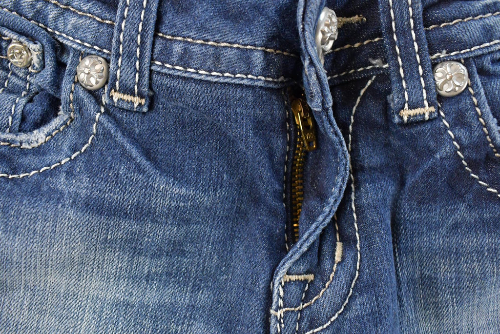 Vintage Y2K Miss Me Bedazzled Low Rise Jeans Women's 27 x 33 / Boot Cut Jeans / Y2K Style / Embroidered Jeans / 2000s / Contrast Stitching