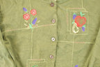 Vintage 1990s Collections Floral Double Collar Button Up Crewneck Sweatshirt Women's M