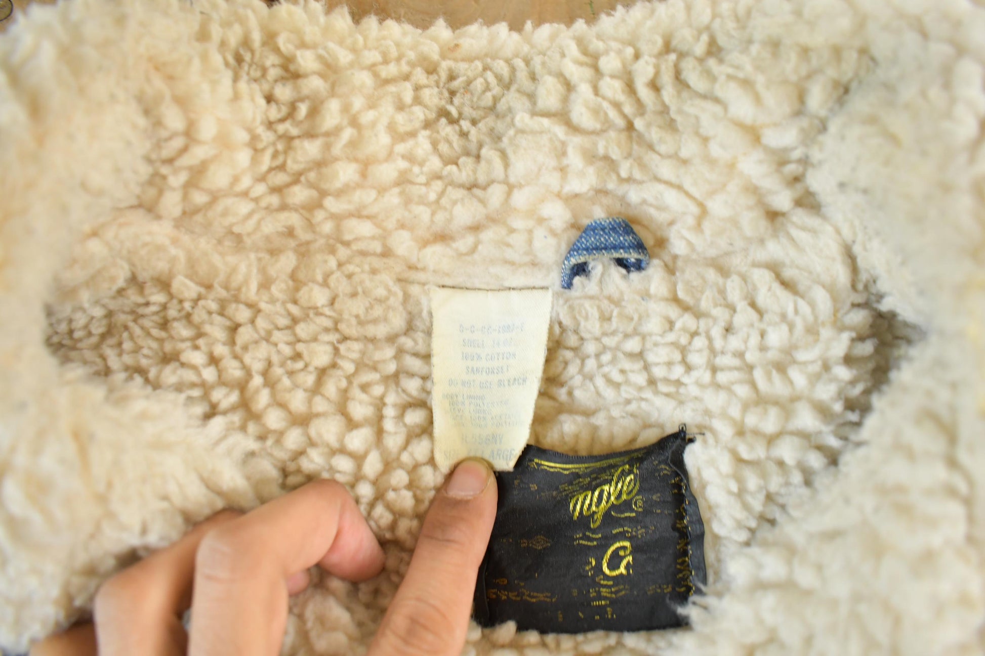 Vintage 1970s Wrangler Sherpa Lined Denim Jean Jacket Men's 2XL