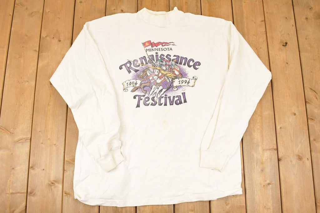 Vintage 1994 Minnesota Renaissance Festival Cartoon Graphic Print Long Sleeve T Shirt Men's XL