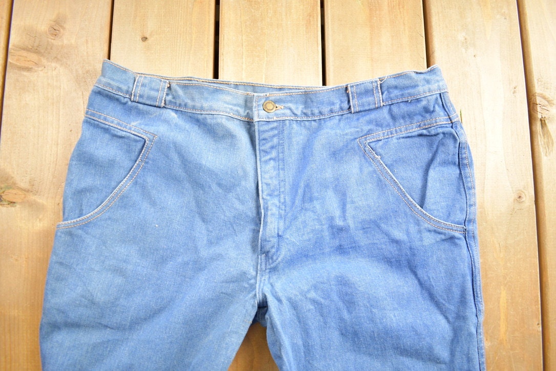 Vintage 1980s Baggy Flare Denim Jeans Size 36 x 31