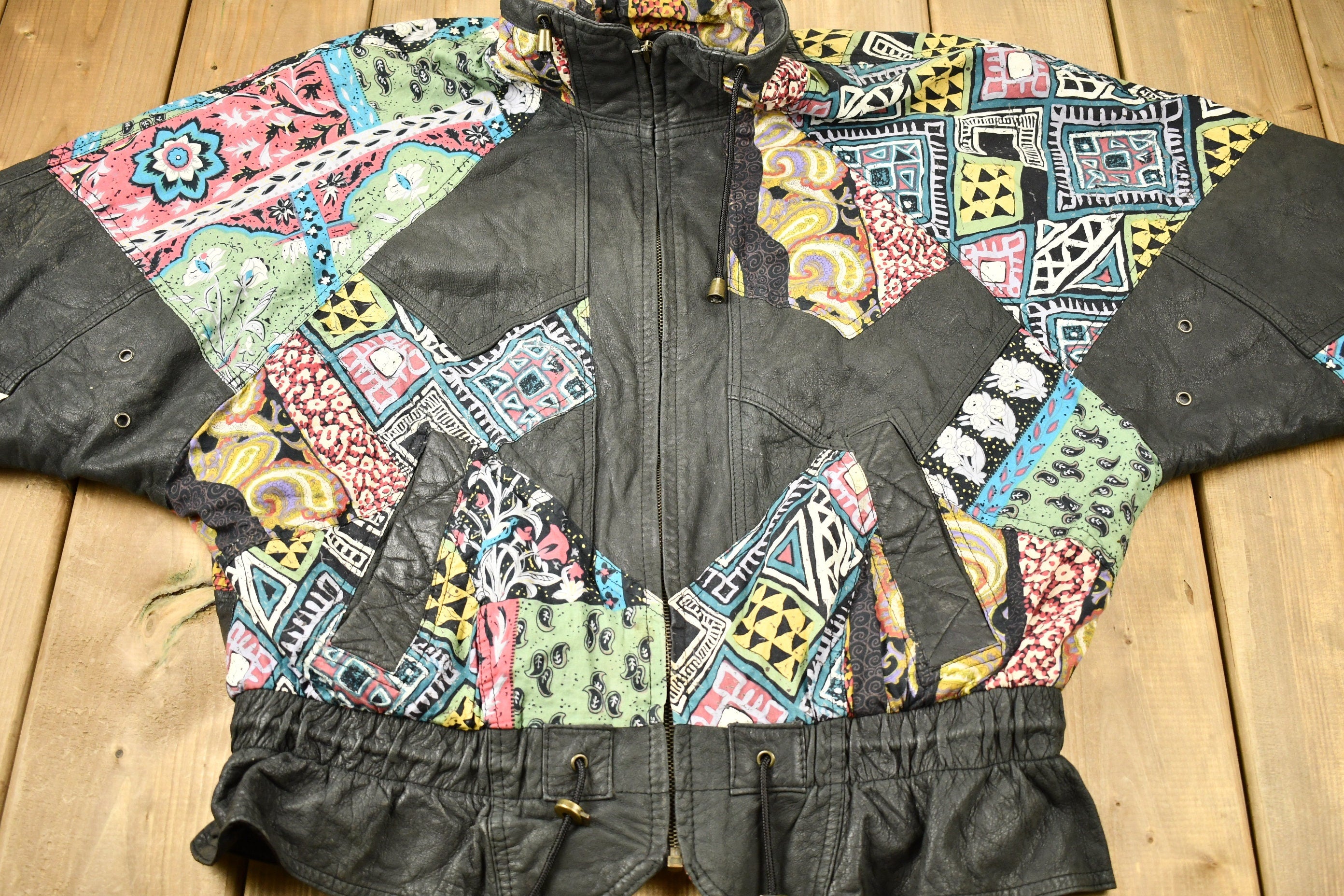 Vintage 1990s Abstract Art Pattern All Over Graphic Winlit Jacket