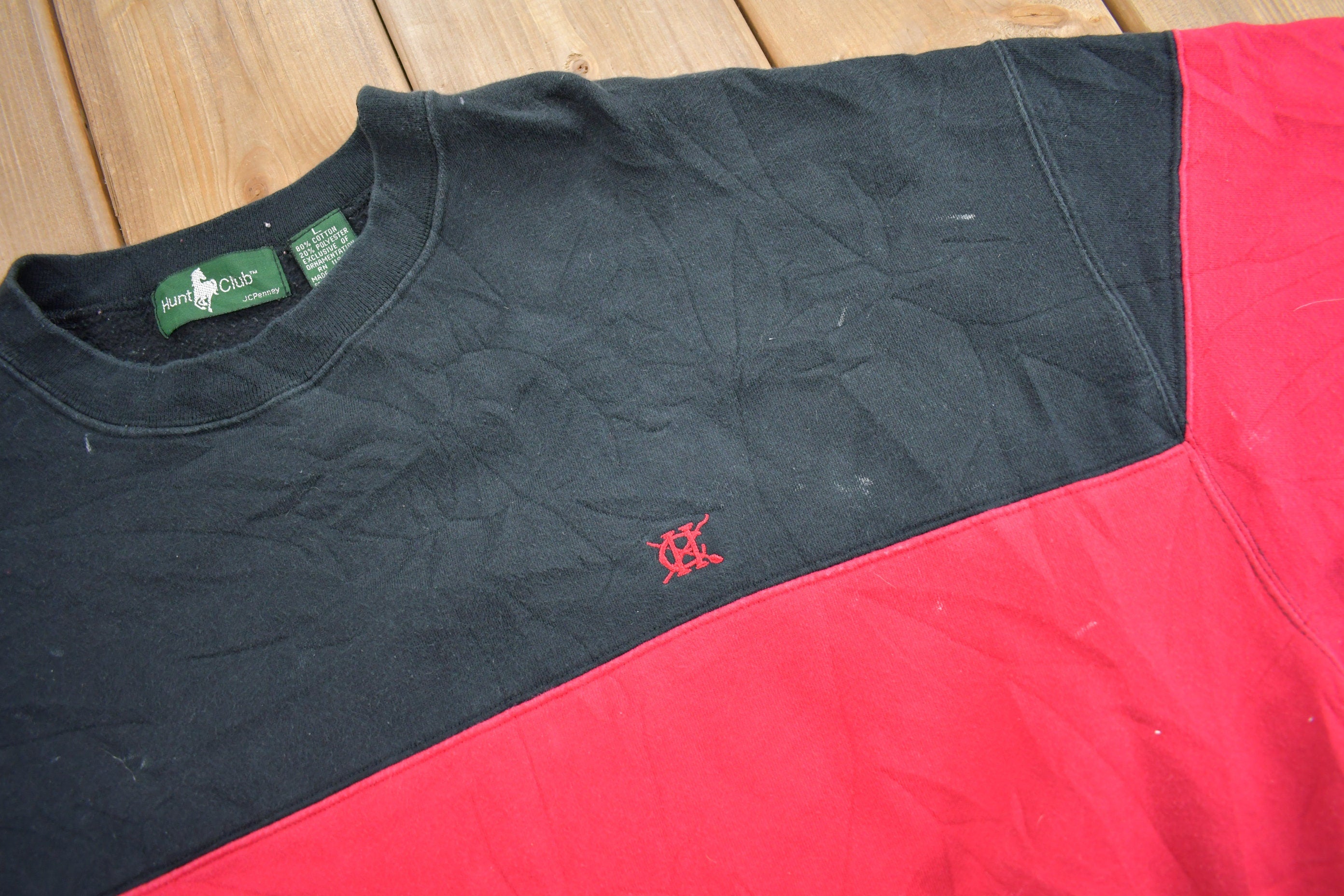 Vintage 1990s Hunt Club Color Block Crewneck Sweatshirt