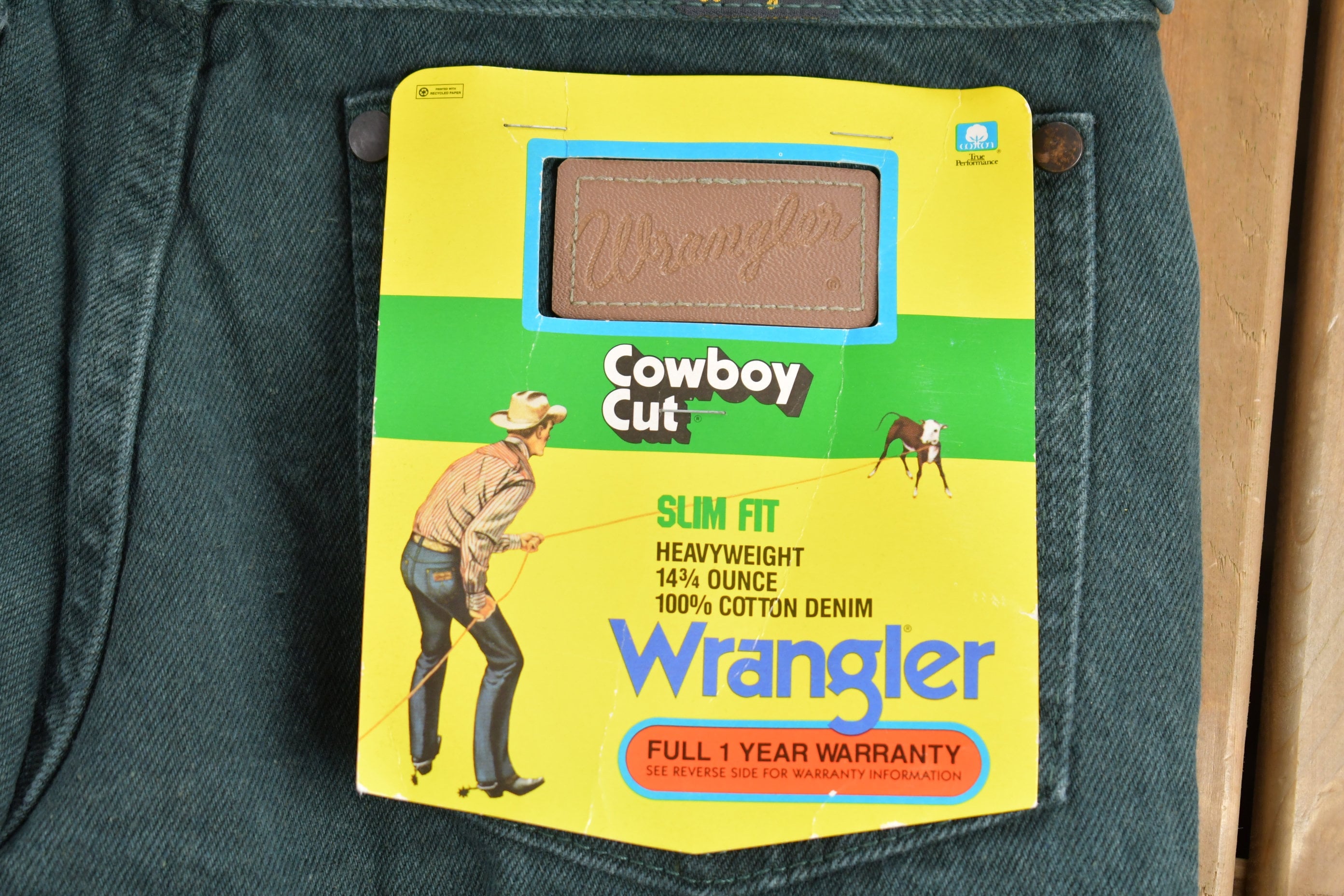 Wrangler Cowboy Cut Deadstock Vintage 1980s Jeans Size 29 x 32 Forrest Green