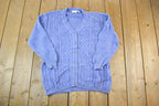 Vintage 1990s Summit Hill Cable Knit Perfect Mild Distress Cardigan Sweater Made In USA