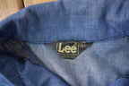 Vintage 1970s Lee Western Style Pearl Snap Button Up Denim Shirt Made in USA Size L