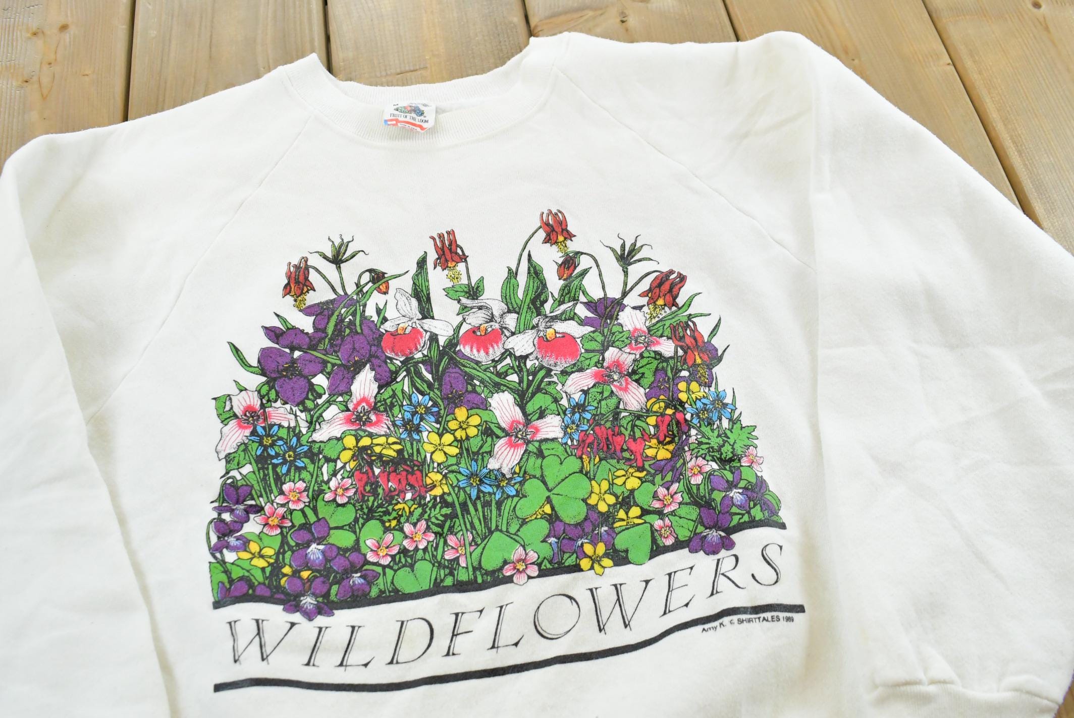 Vintage 1989 Nature Print Wildflowers Sweatshirt Mens