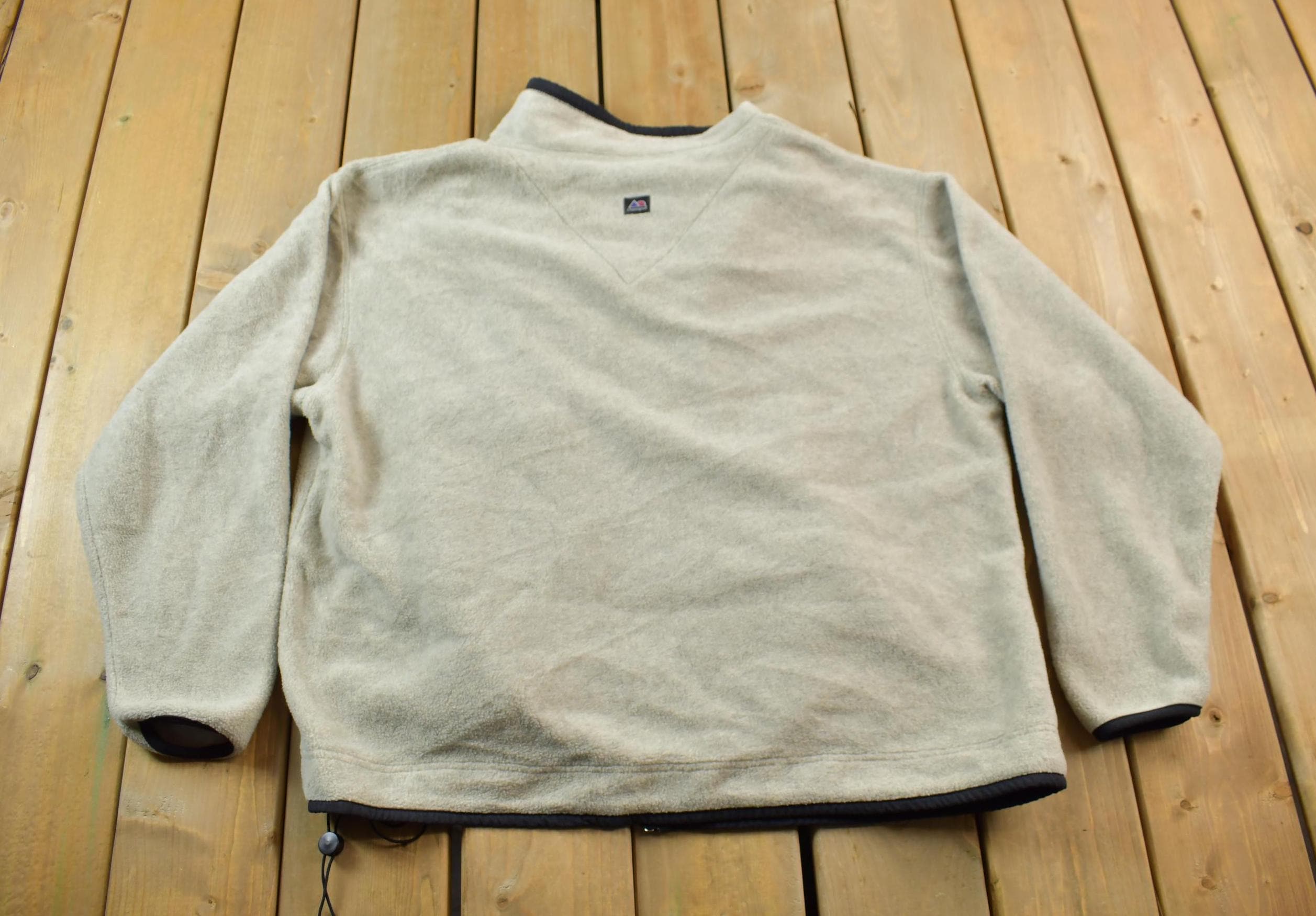 Vintage 1990s Outersport Zip Up Beige Fleece Sweater