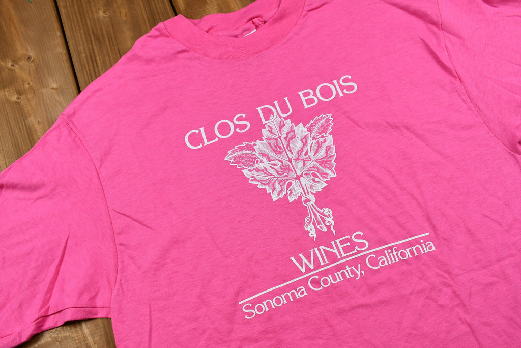 Vintage Early 1990s Paper-Thin Hot Pink Close Du Bois Winery T-Shirt