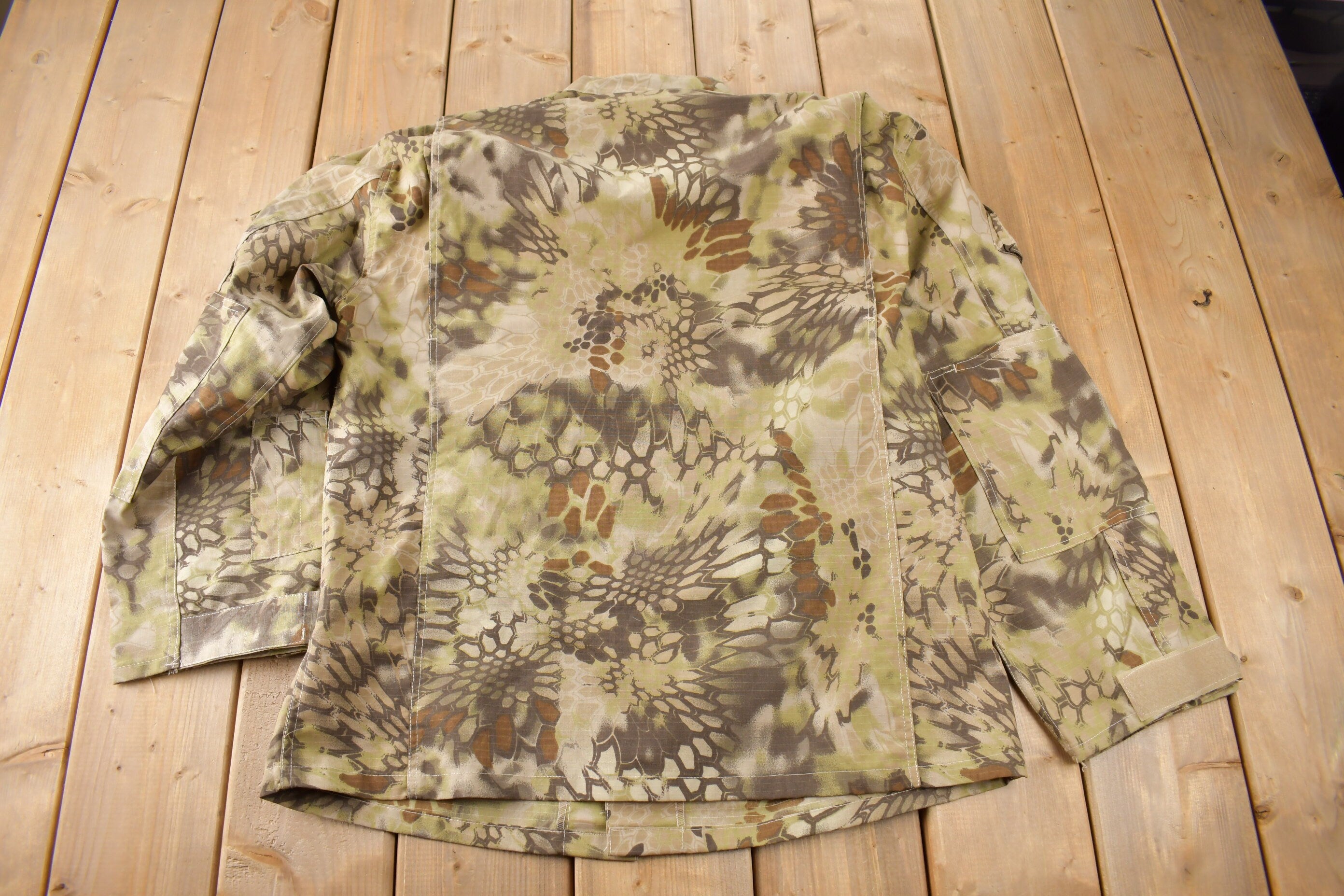 Vintage Y2K Hex Camouflage Military Button Up Jacket Size Large