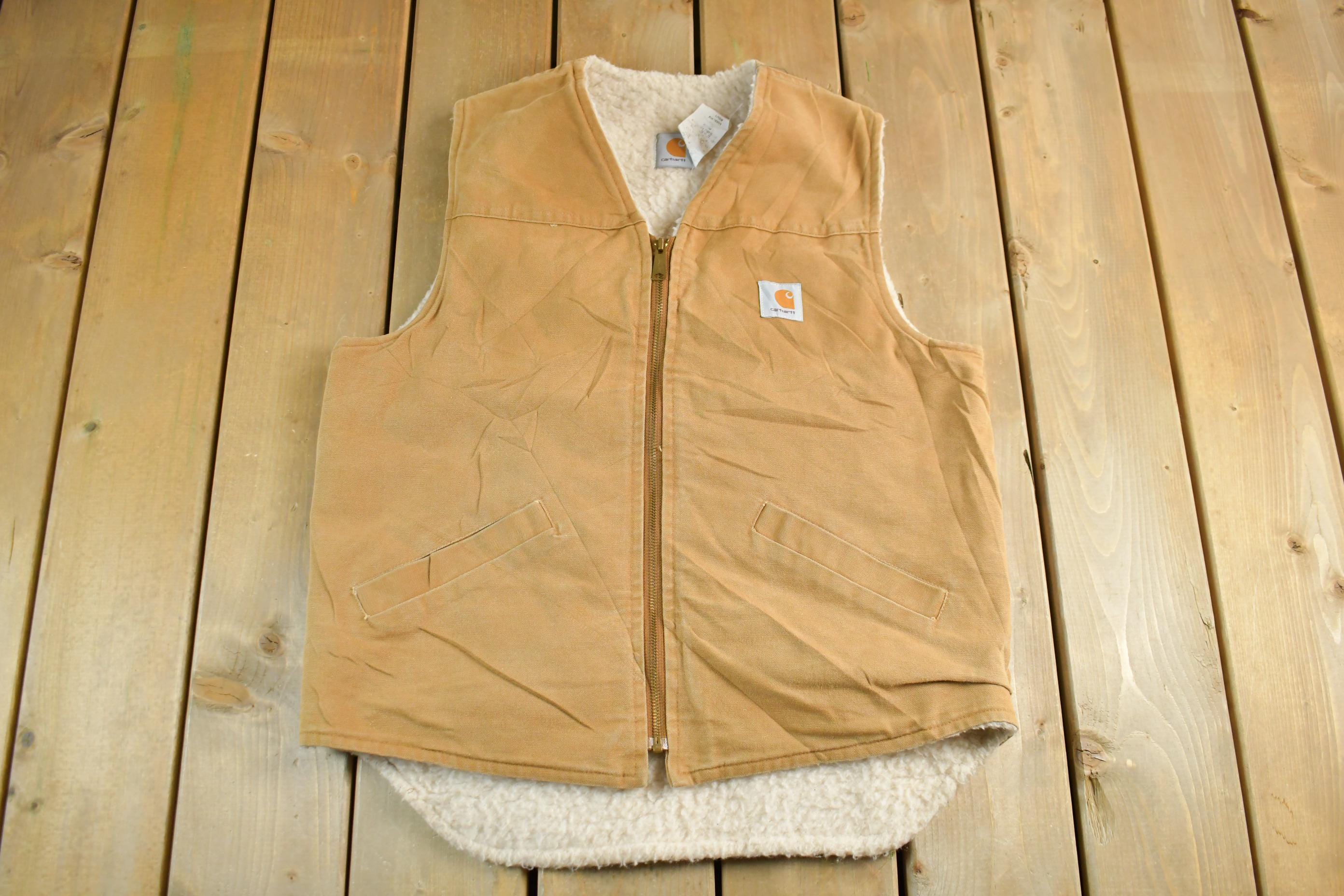 Vintage 1990s Carhartt Sherpa Lined Jacket Vest Mens XL