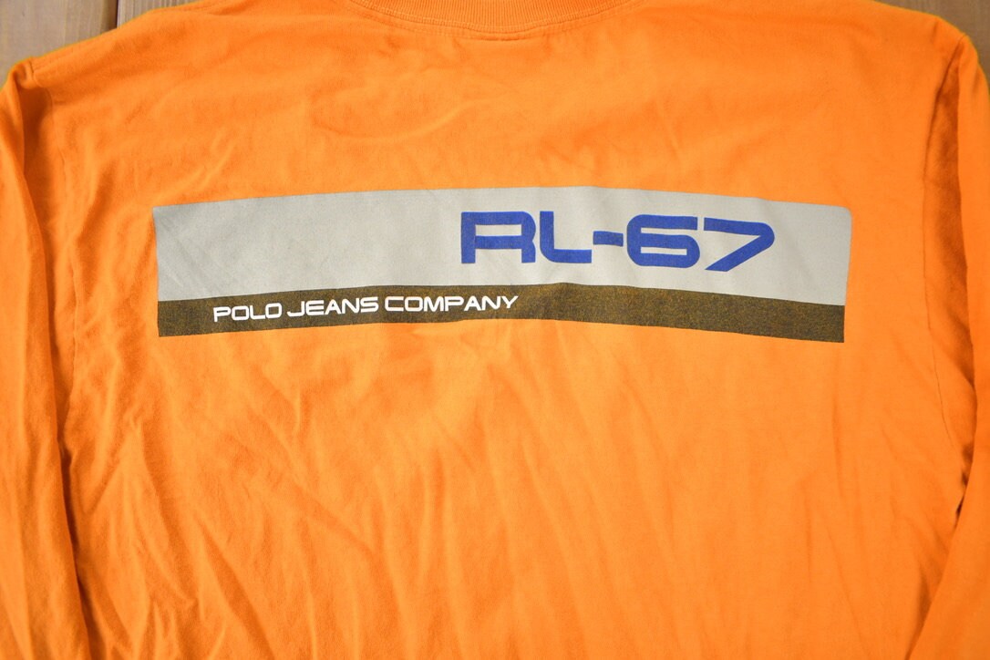 Vintage 1990s Ralph Lauren Polo Jeans Long T Shirt Made In Canada Size XL