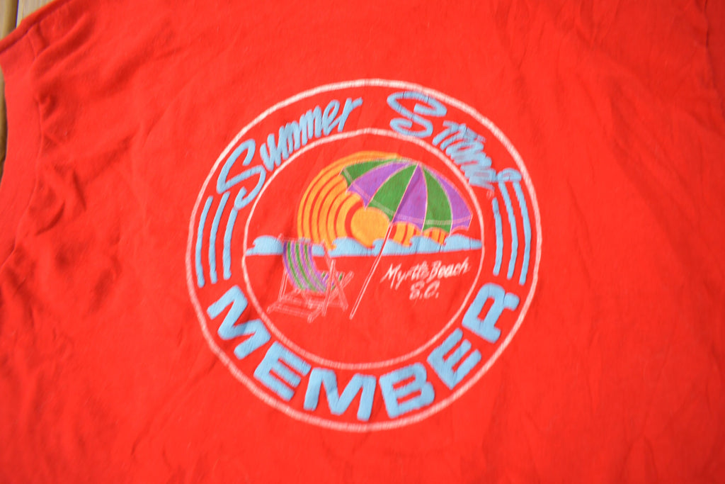 Vintage 1970s Summer Strand Member Myrtle Beach South Carolina Souvenir Travel T Shirt Made In USA
