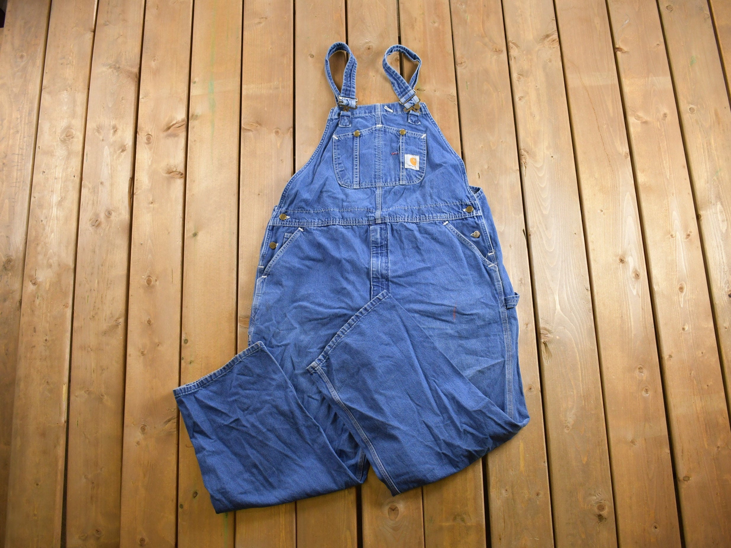 Vintage 1990s Carhartt Denim Jean Overalls Size 42 x 29.5