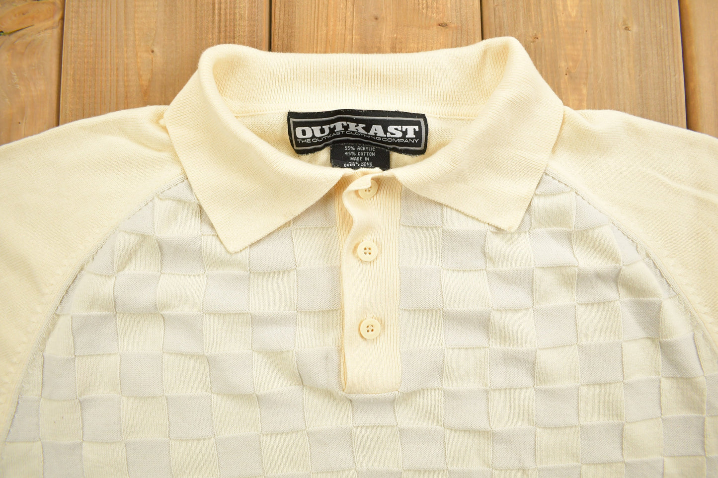 Vintage 1900s Outkast Clothing Company Quarter Button Polo Shirt / 1980s Button Up / Pocket Shirt / Basic Polo Shirt / Kint / Embroidered