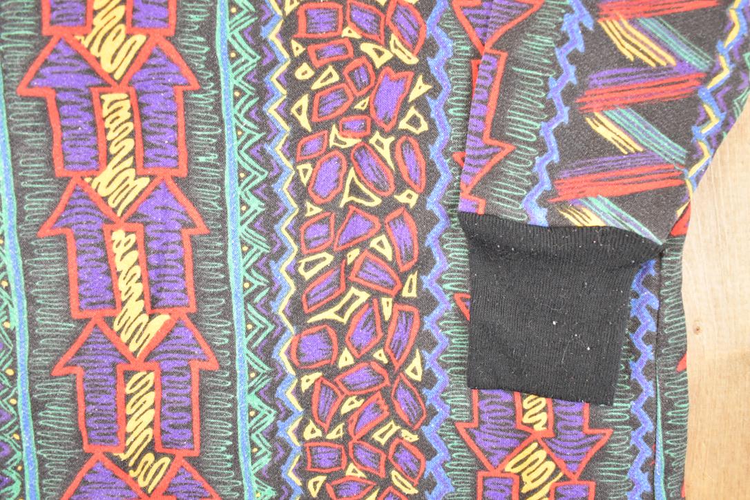 Vintage 1990s Abstract Print AOP Crewneck Sweatshirt Women's XL / Made In USA / 90's Destination Sweater