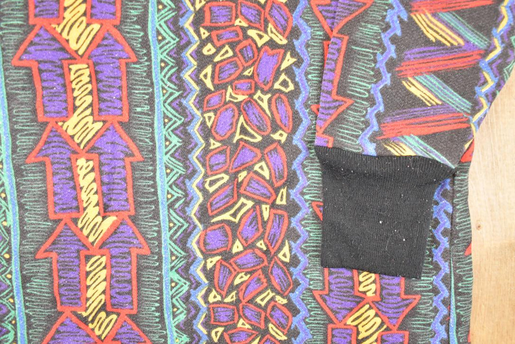 Vintage 1990s Abstract Print AOP Crewneck Sweatshirt Women's XL /