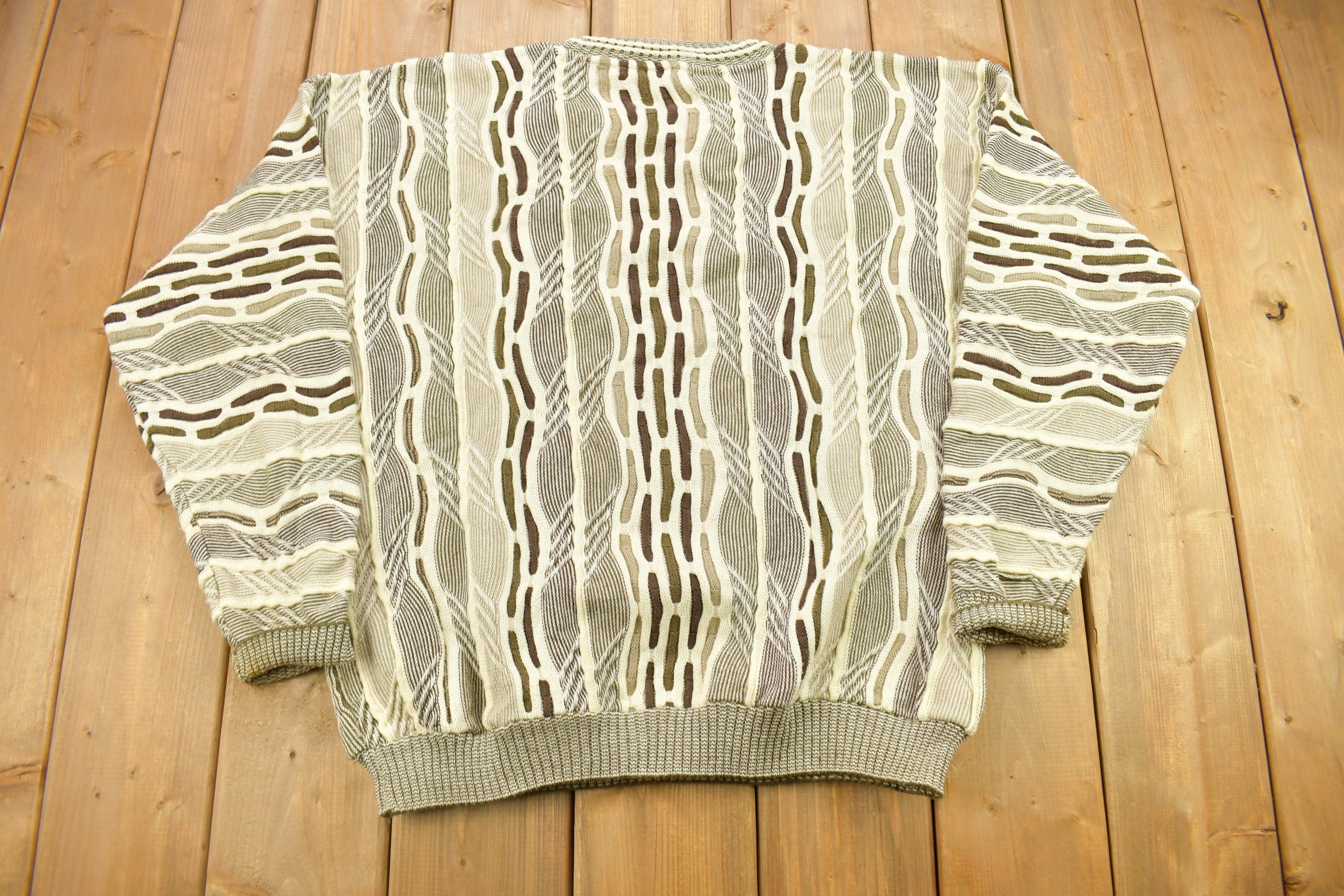 Vintage 1990s Protégé 3D Cable Knit Crewneck Sweater
