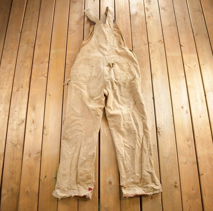 Vintage 1990s Carhartt Double Knee Canvas Overalls Size 40 x 34