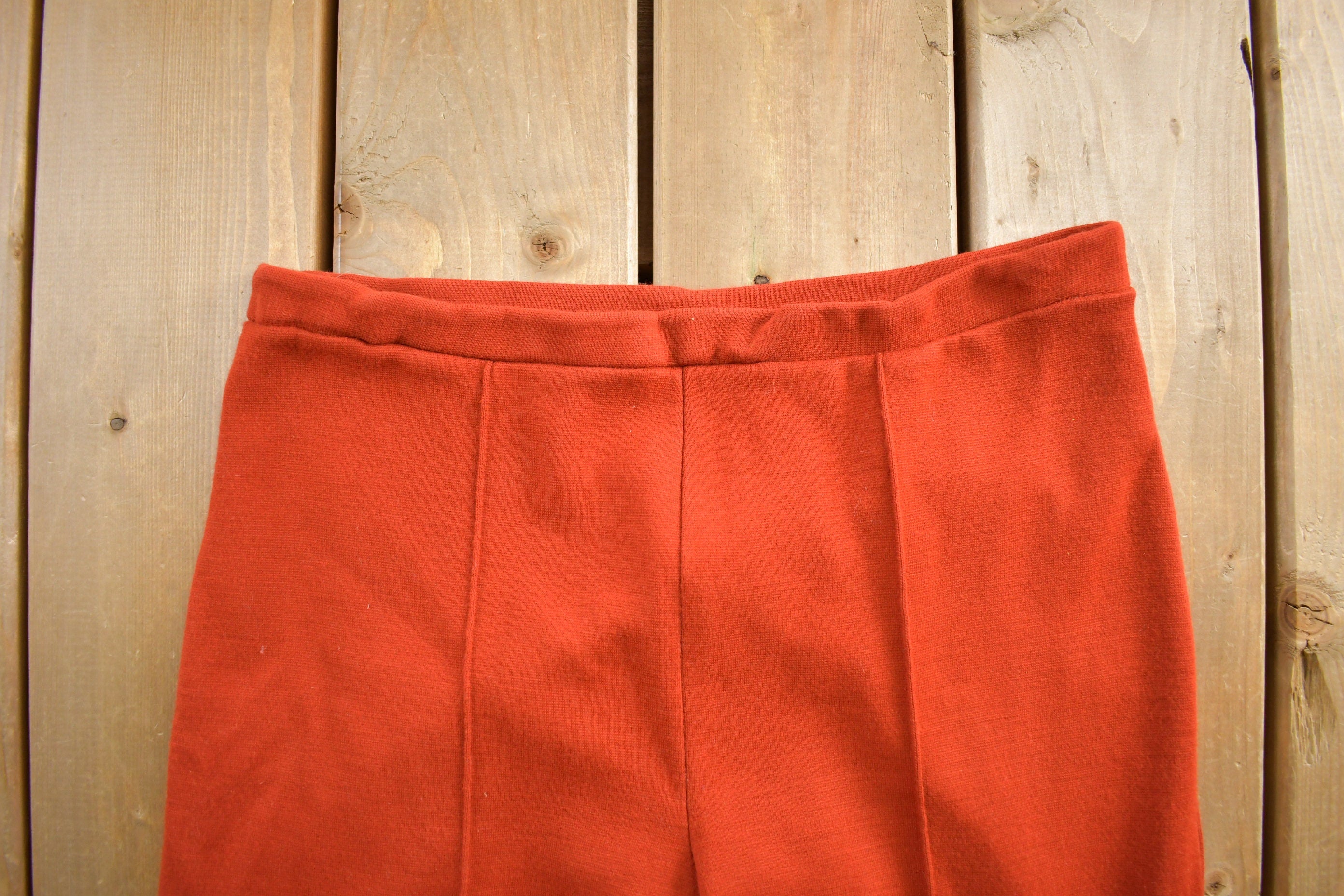 Vintage 1970s Red Flared Cotton Pants Size 32x30