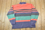 Vintage 1990s Gap Quarter Zip Mock Neck Striped Sweatshirt