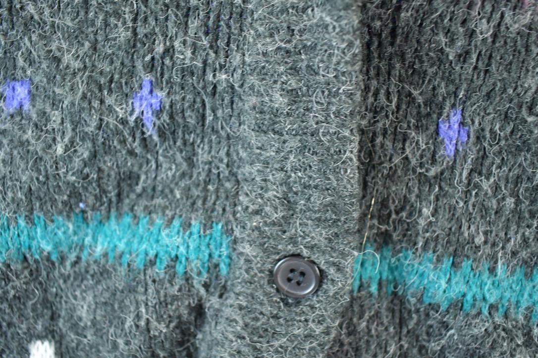 Vintage 1990s Euro Prep Knit Abstract Pattern Crewneck Sweater Mens L /