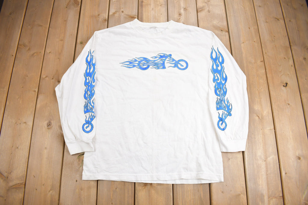 Vintage 1999 Flaming Chopper Long Sleeve Graphic T-Shirt