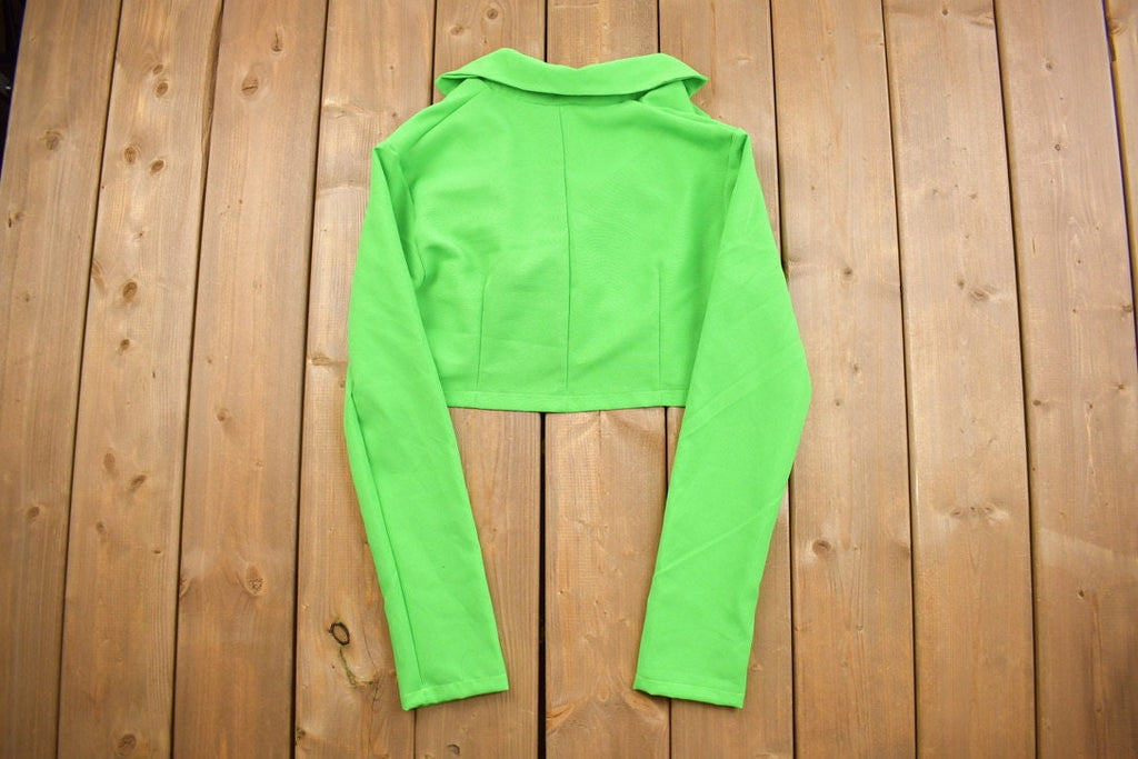 Vintage 1980s Neon Green High Cropped Blazer