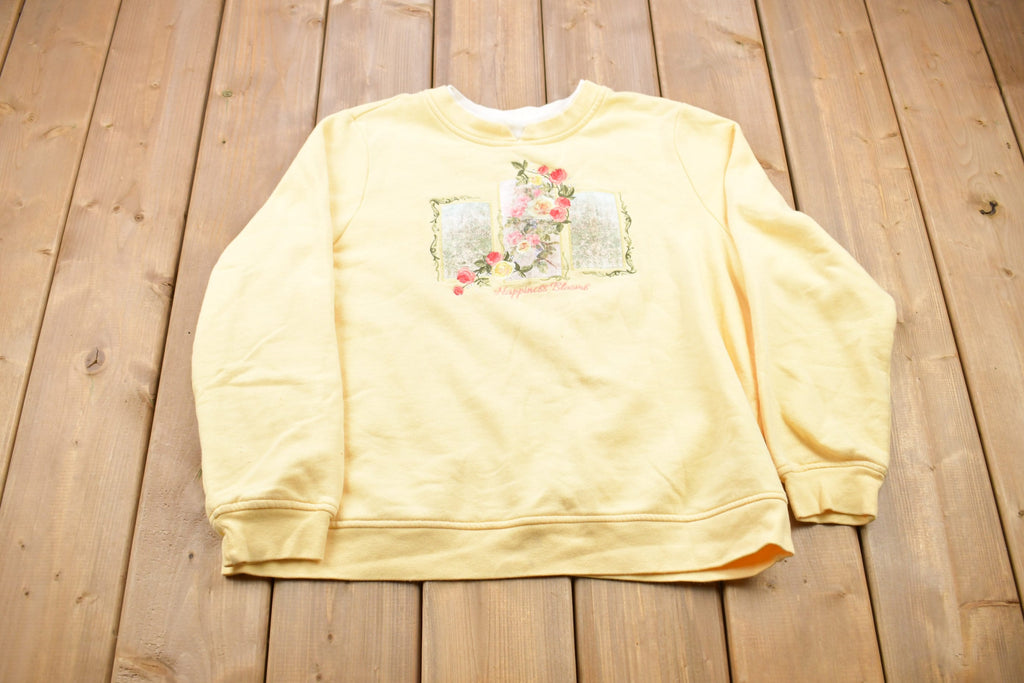 Vintage 1990s Floral Double Collar Crewneck Sweatshirt