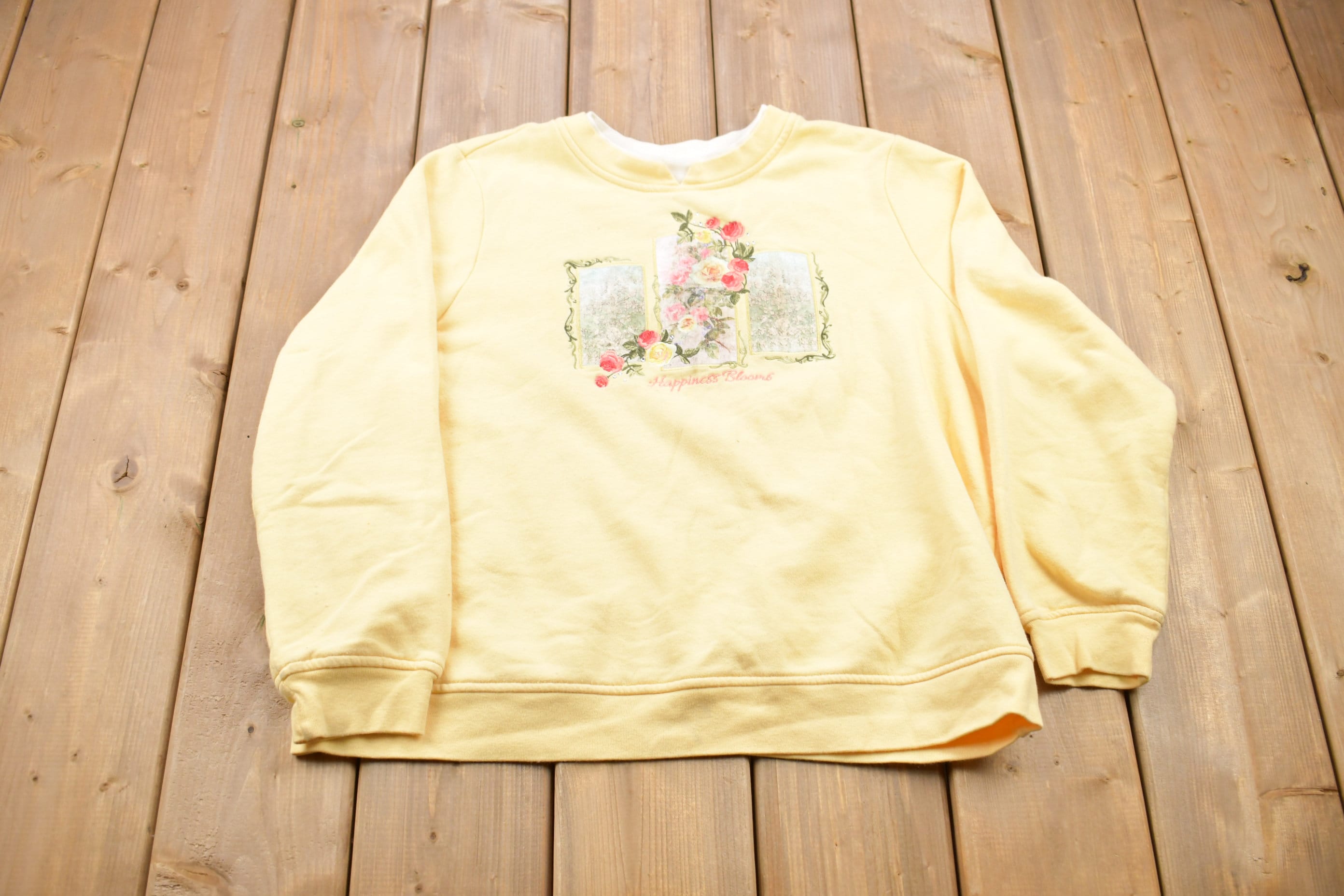 Vintage 1990s Floral Double Collar Crewneck Sweatshirt