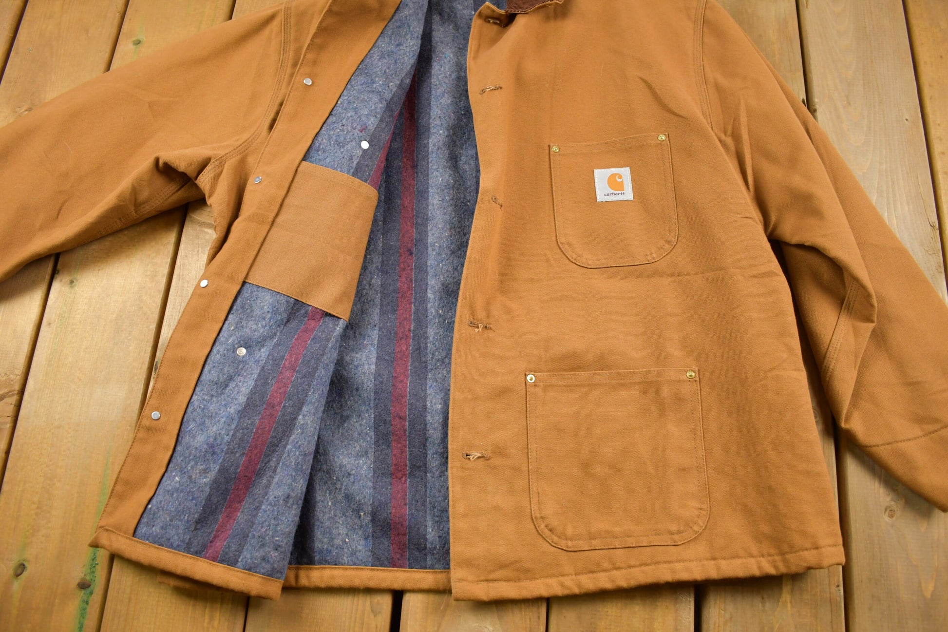Vintage 1980s Deadstock Carhartt SMCO Blanket Lined Chore Coat Workwear Made In USA