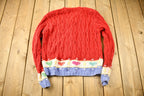 Vintage 1990s Karen Scott Hand Knit 3D Cable Knitted Sweater