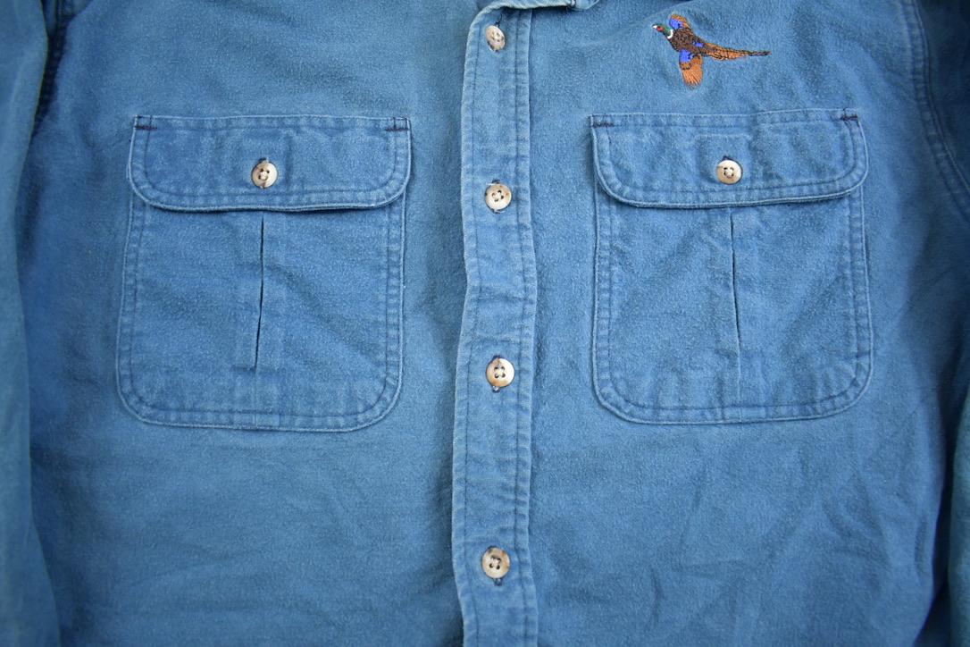 Vintage 1990s Cabelas Embroidered Heavy Button Up Shirt Made In USA