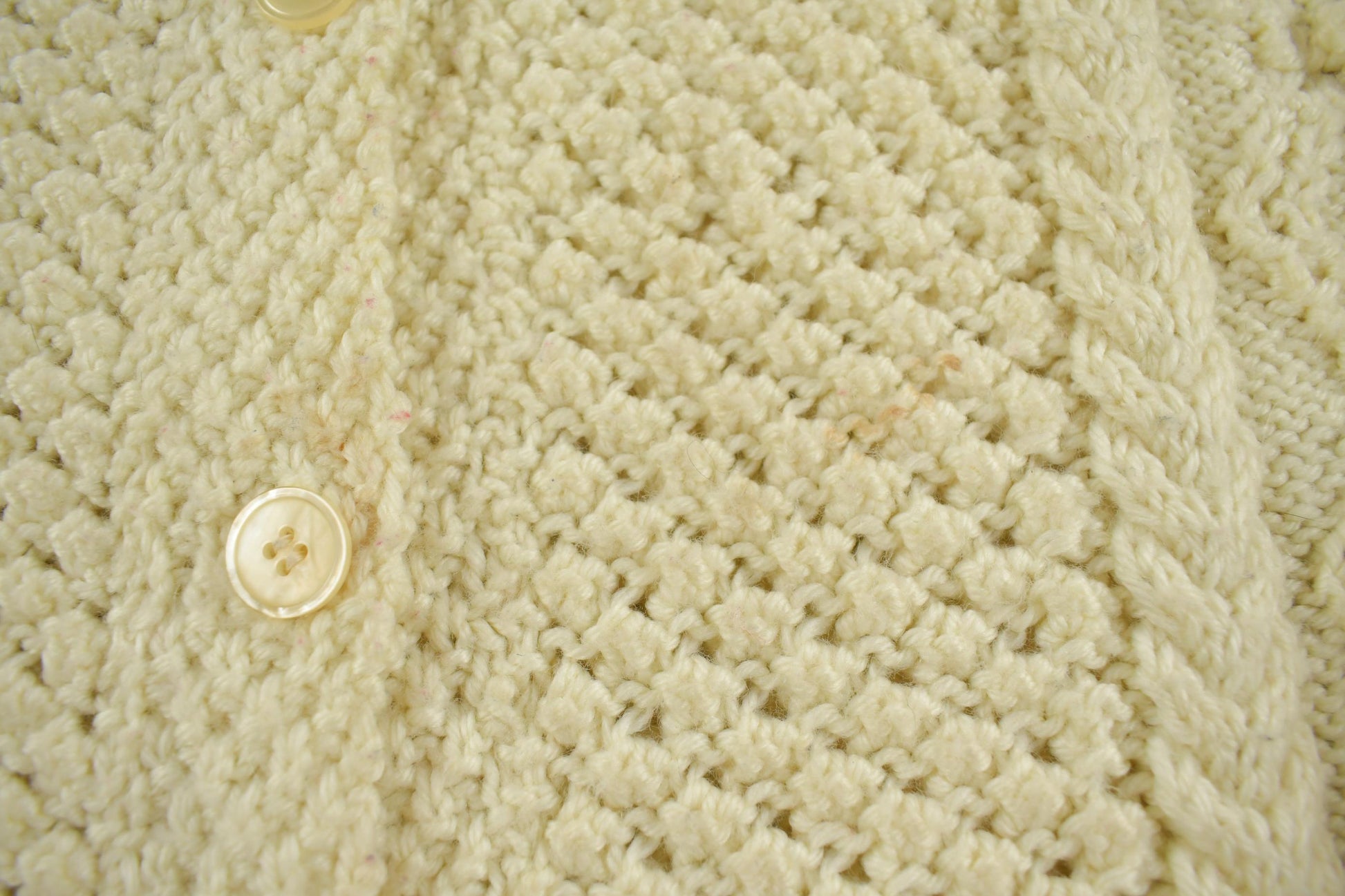 Vintage 1990s Cable Knit Crewneck Cardigan Sweater