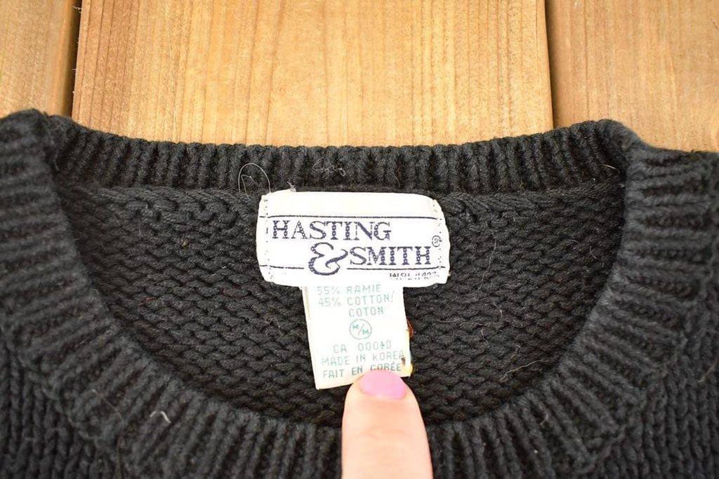 Vintage 1990s Hasting And Smith Floral Loose Knit Sweater Women's M