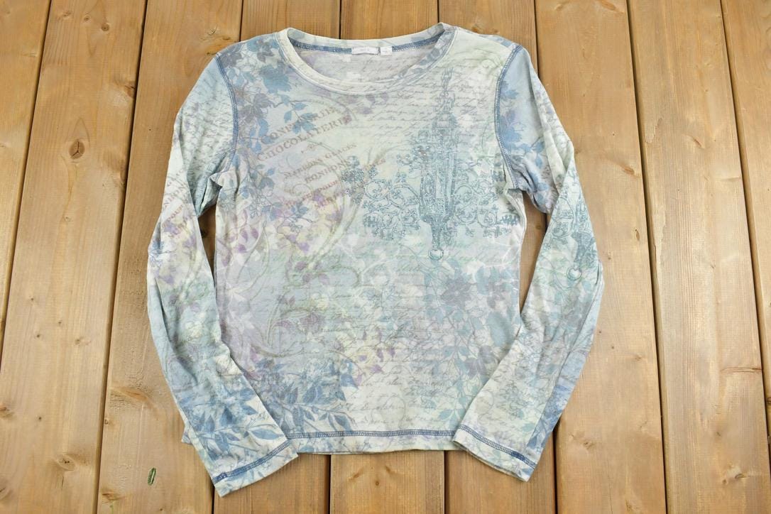 Vintage 1990s Floral Long Sleeve Graphic T-Shirt