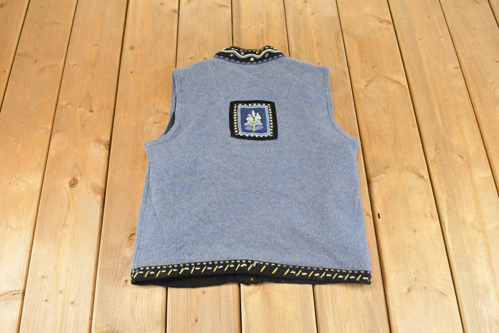 Vintage 1990s Icelandic Design Clasp Knit Cardigan Sweater Vest Womens S  Preppy Knit Cardigan  Fancy Knit Vintage Cardigan