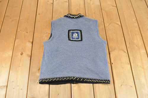 Vintage 1990s Icelandic Design Clasp Knit Cardigan Sweater Vest Womens S  Preppy Knit Cardigan  Fancy Knit Vintage Cardigan