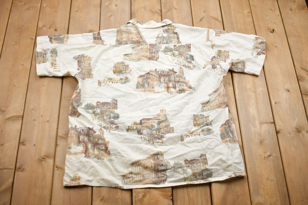 Vintage 1990s Club Euro Venice Short Sleeve Button Up Shirt