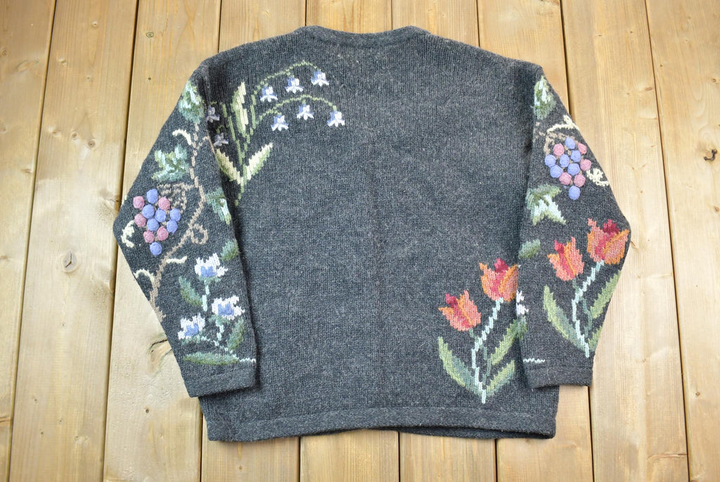 Vintage 1990s Talbots Petites 100% Wool Knit Quarter Button Cardigan Sweater