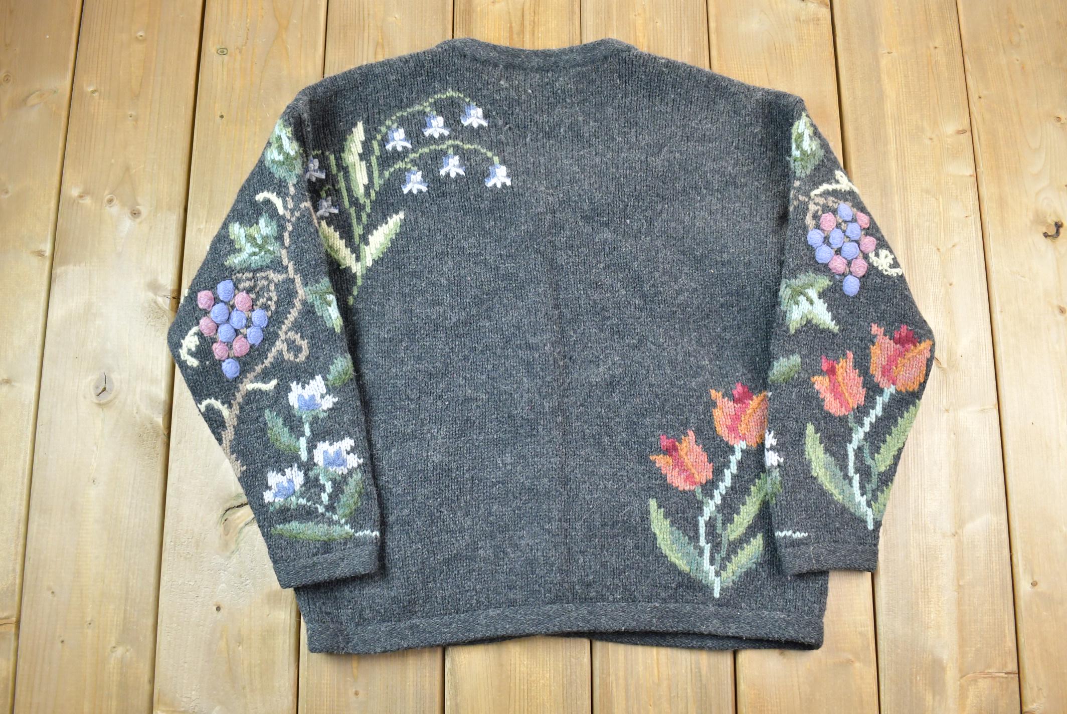 Vintage 1990s Talbots Petites 100% Wool Knit Quarter Button Cardigan Sweater