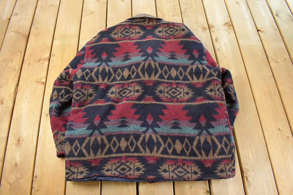 Vintage 1990s Aztec Navajo Western Wool Blend Jacket Men's L