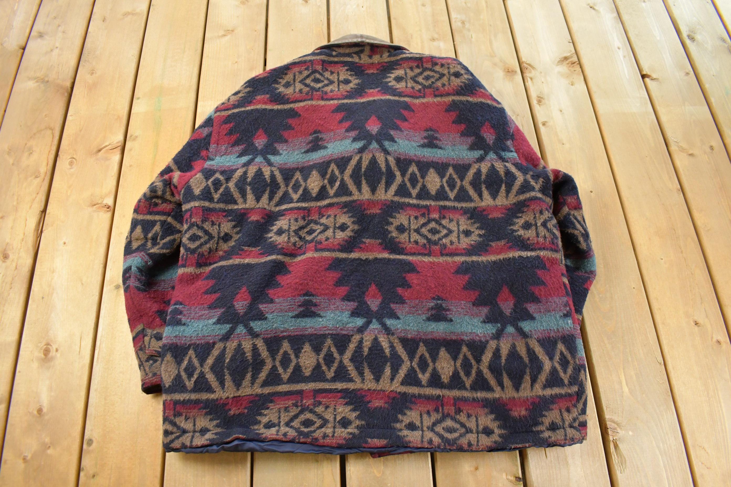 Vintage 1990s Aztec Navajo Western Wool Blend Jacket Men's L