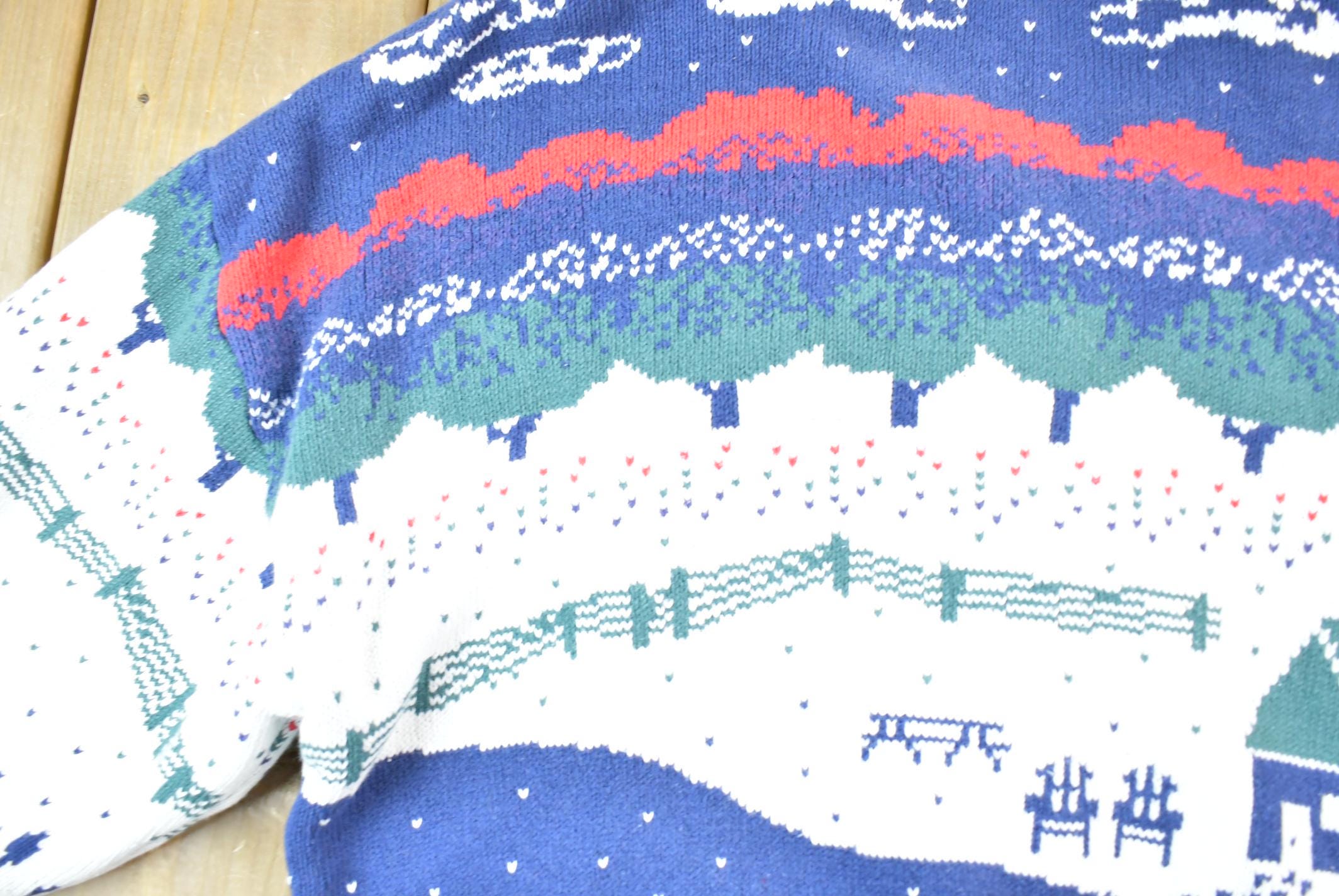 Vintage 1990s Farm House Theme Full Button Down Knit Crewneck Sweater