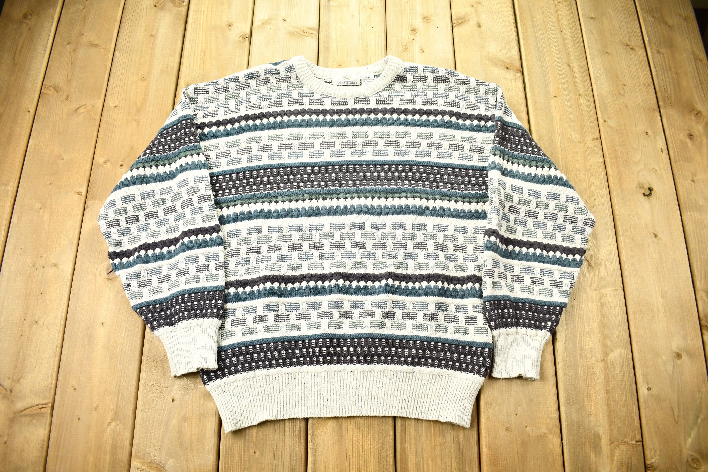 Vintage 1990s Cricketeer 3D Knitted Crewneck Sweater