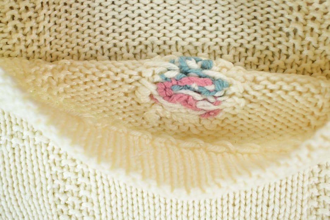 Vintage 1990s Chunky Knit Floral Boxy Abstract Pattern Crewneck Sweater Made In USA