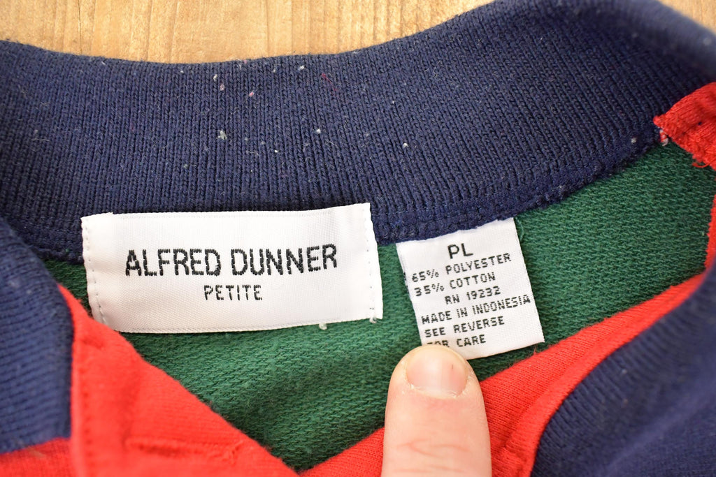 Vintage 1990s Alfred Dunner Plaid Floral Embroidered Quarter Button Sweatshirt Women's PL