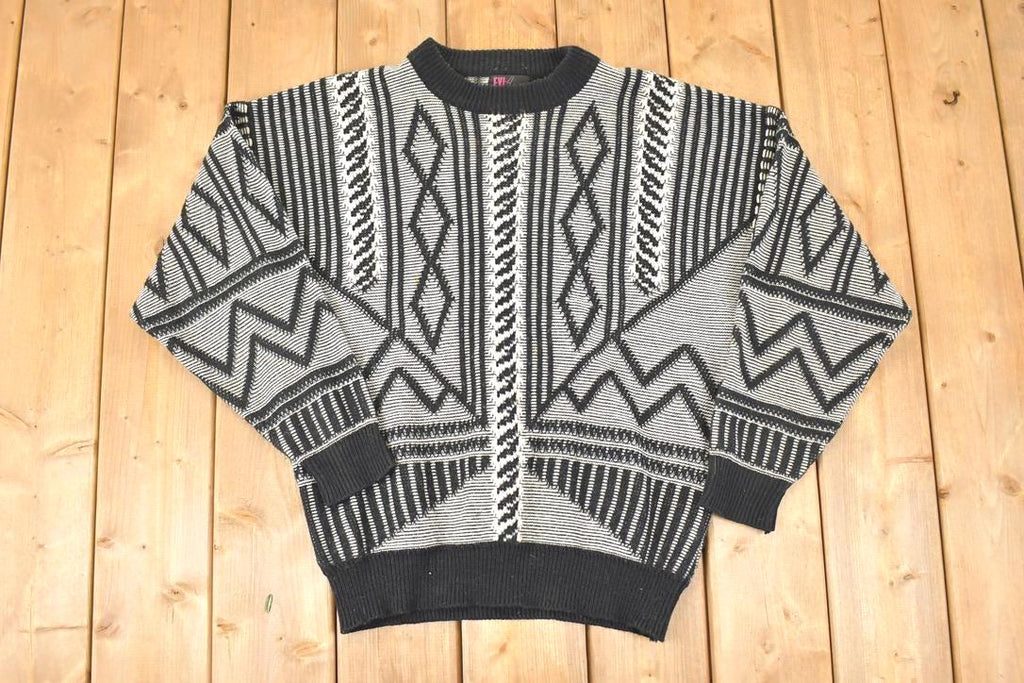 Vintage 1990s FYI Private Stock Abstract Knit Crewneck Sweater Men's L